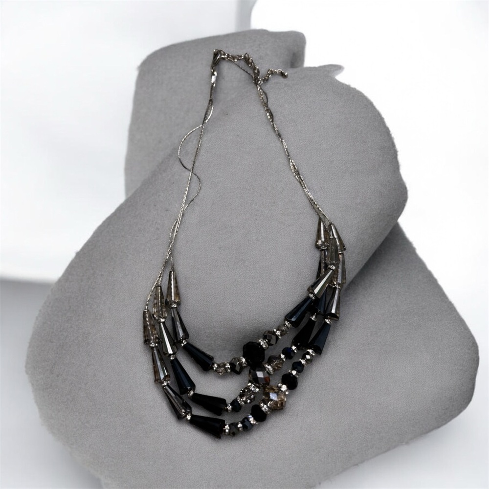 Elegant Black Beaded Multi-Strand Necklace